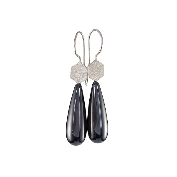 Silver Hematite Hexa Earrings