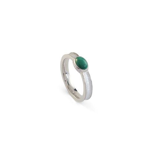 Silver Ring With Malachite