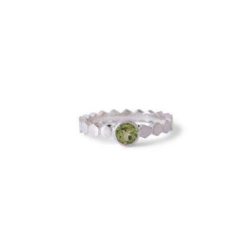 Silver Peridote Ring Hexa