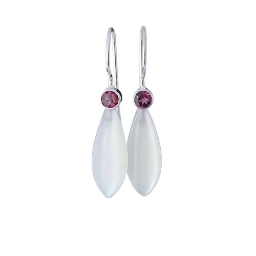 Rhodolite And Moonstone Earrings