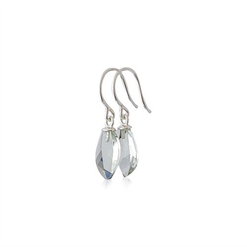 Silver Prasiolite Leaf Earrings