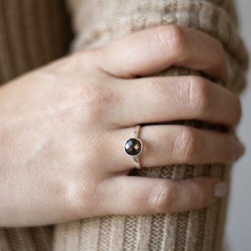 Zilveren Ring Met Rookkwarts