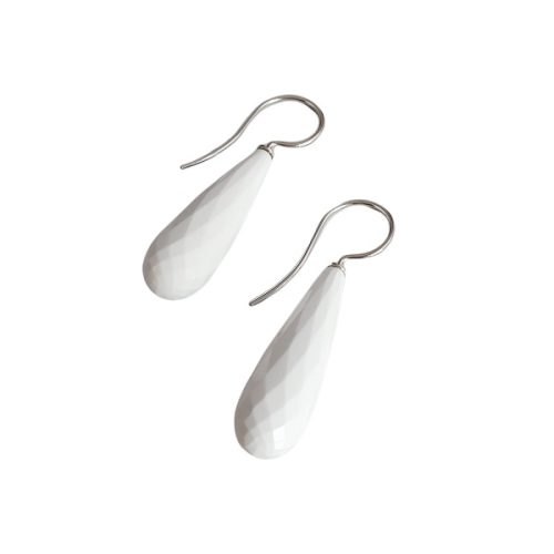 Silver Cacholong Earrings