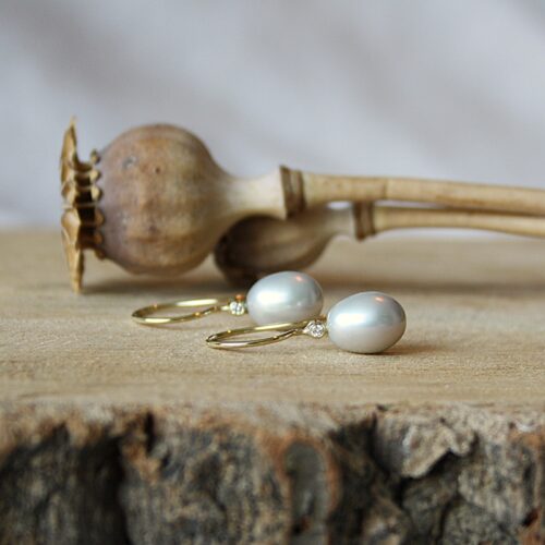 Parel En Diamant Oorbellen
