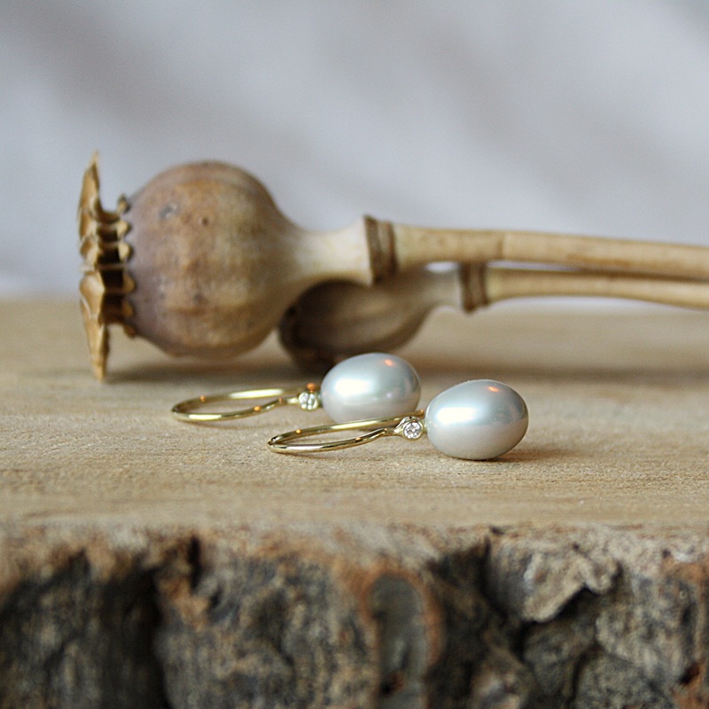 Parel En Diamant Oorbellen