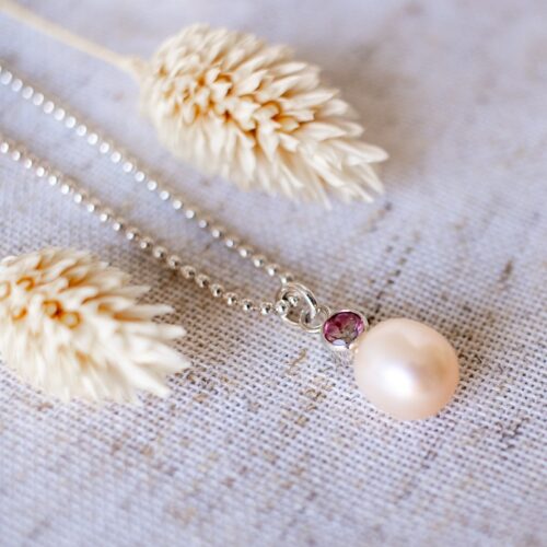 Bicolor Tourmaline & Pearl Pendant