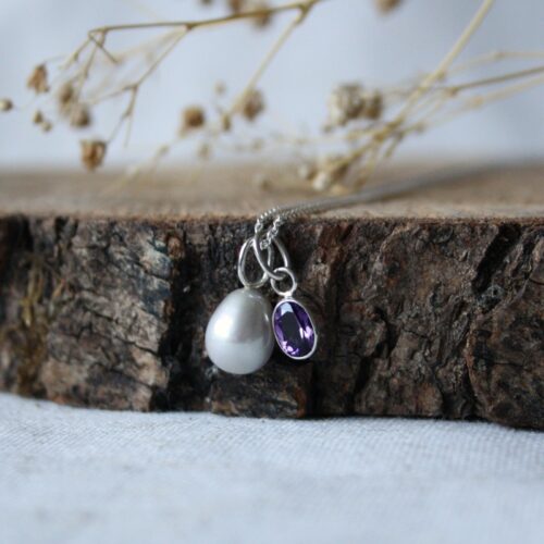 Parel en Amethist collier