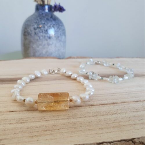 Pearl Citrine And Tourmaline Bracelet