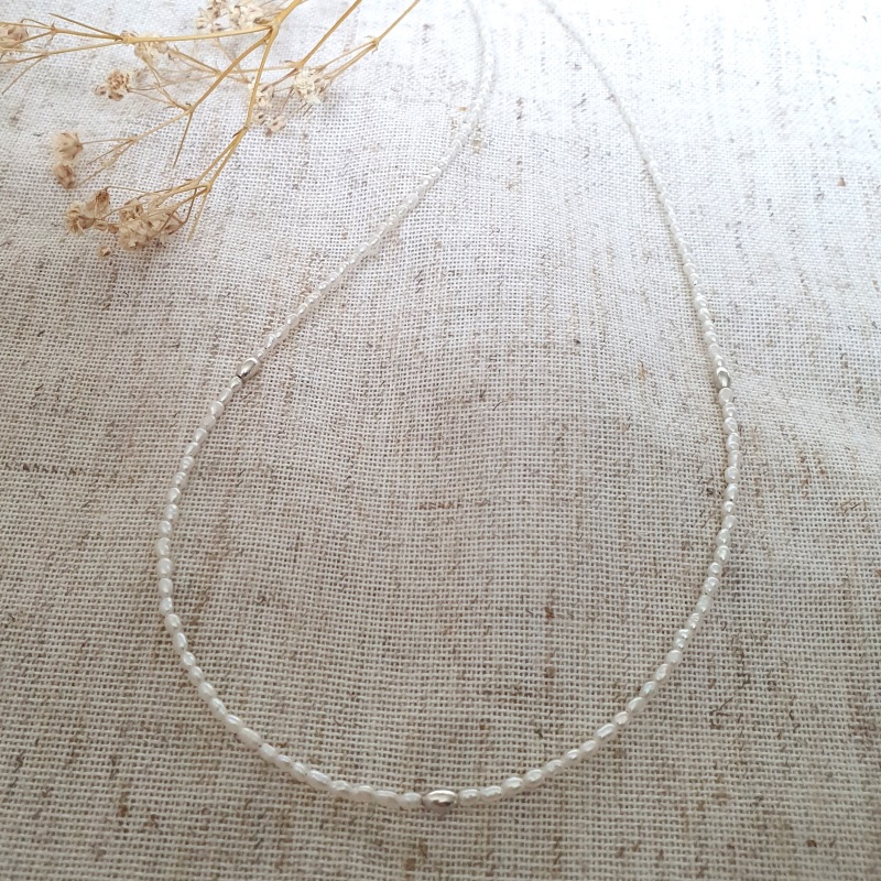 Pearl Necklace With Silver Beads