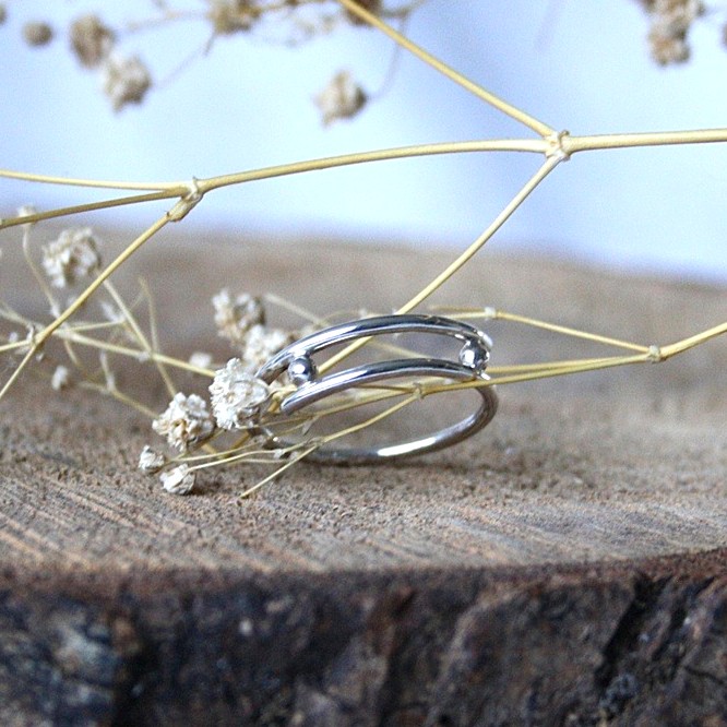 Zilveren Draadring Met Bolletjes