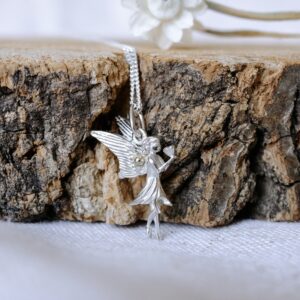 Zilveren Engeltje Hanger met Goud en Diamant