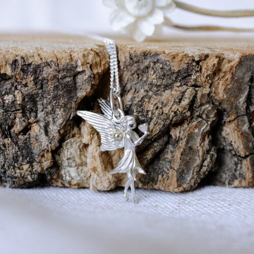 Zilveren Engeltje Hanger met Goud en Diamant