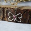 Zilveren Vlinder Hanger met Roze Toermalijn