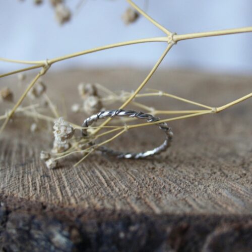 Zilveren Dubbele Twistring smal