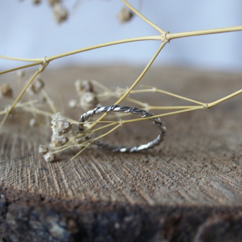 Zilveren Dubbele Twistring smal