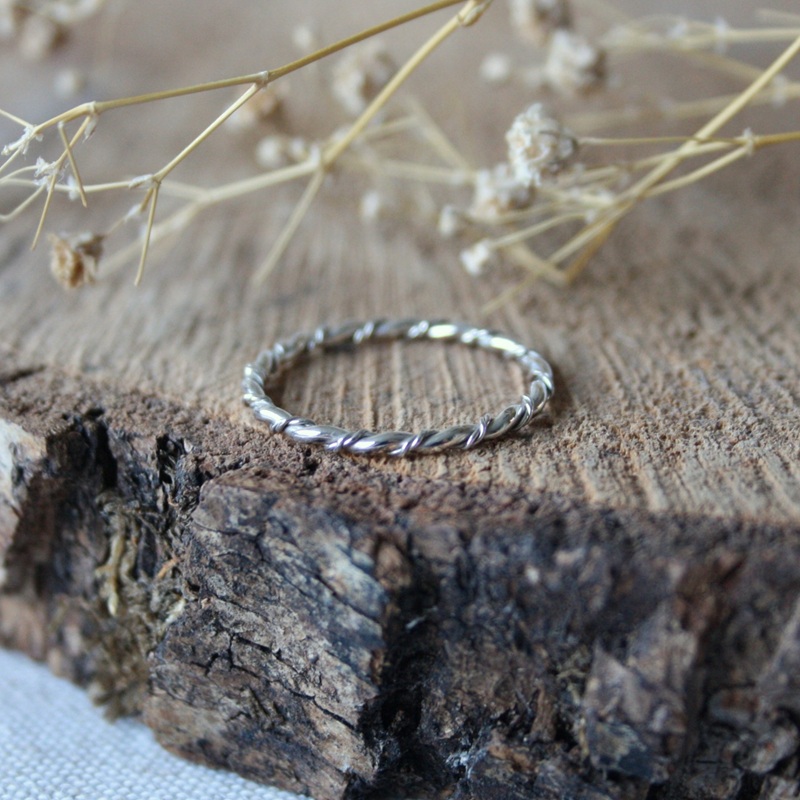 Zilveren Dubbele Twistring smal