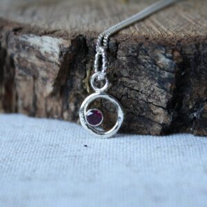Zilveren Rhodoliet Hanger