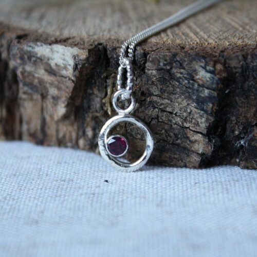 Zilveren Rhodoliet Hanger