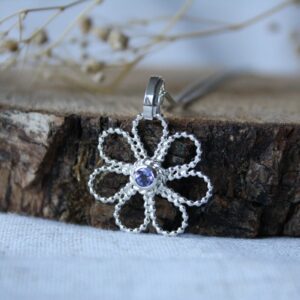 Zilveren Bloemen Hanger Tanzaniet